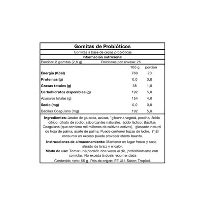 PROBIOTICOS + PREBIOTICOS 50 GOMITAS SABOR TROPICAL - NATURE'S TRUTH