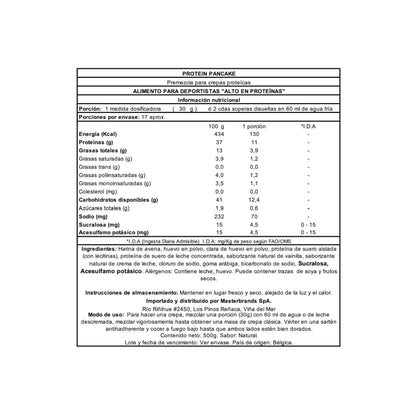 Información nutricional de PROTEIN PANCAKE 500 G – QNT