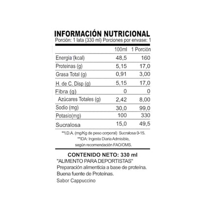 Información nutricional de PROTEIN SHAKE 330 ML – AKAPRO