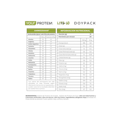 PROTEINA LET'S GO VEGAN SIN SABOR 1.4LB (660GR) - YOUR PROTEIN