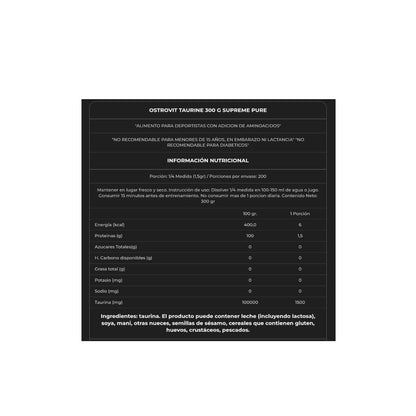 Información de Taurina Supreme Pure OstroVit 300 g