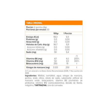 VINAGRE DE MANZANA + VITAMINAS 60 GOMITAS VEGANAS MANZANA VERDE -SUNVIT