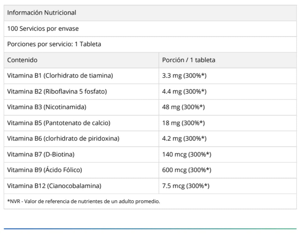 VITAMINA B COMPLEX 100 TABLETAS - DY NUTRITION