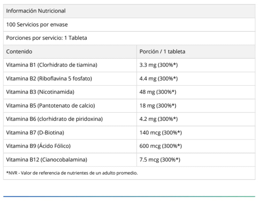 VITAMINA B COMPLEX 100 TABLETAS - DY NUTRITION