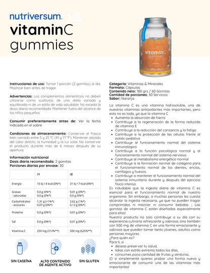 VITAMINA C GUMMIES ORANGE 60 GOMITAS - NUTRIVERSUM