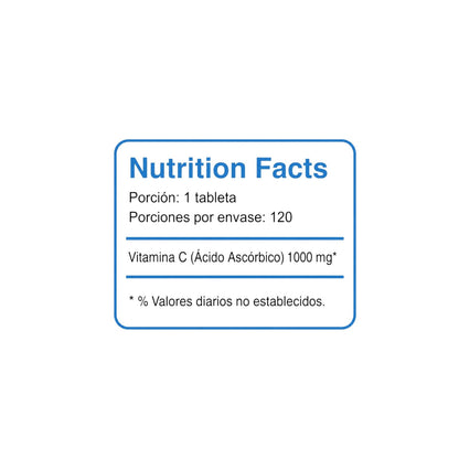 Vitamina C 1000mg 120 Tabletas - Pulse Nutrition