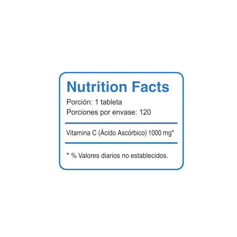 Vitamina C 1000mg 120 Tabletas - Pulse Nutrition