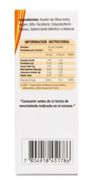 VITAMINA D3 800 UI 3OML GOTAS - INFOR