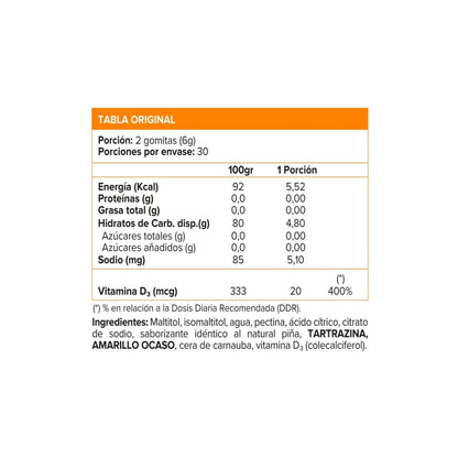 Vitamina D3 800 IU 60 Gomitas Piña - Sunvit