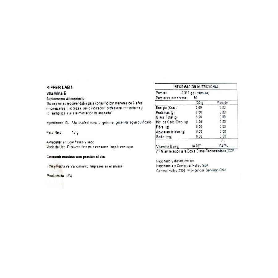 VITAMINA E 400 IU 60 SOFTGELS - KIFFER