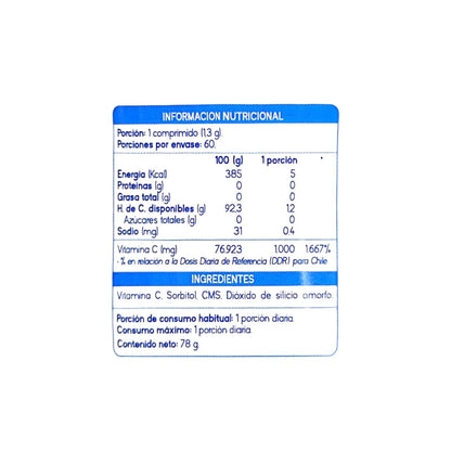 Vitamina C 1000 mg 60 comprimidos Suplalim - vista 2
