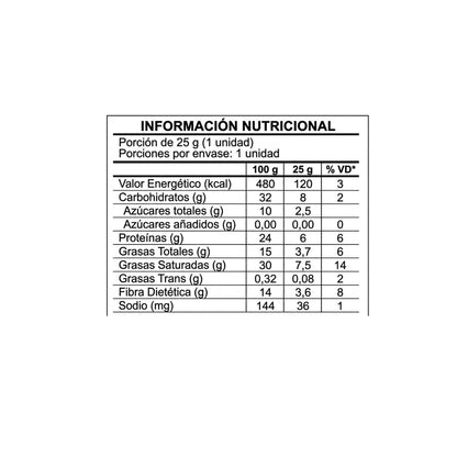 Información nutricional de PACK 12 WAFER PROTEICO 25 G – SHARK PRO