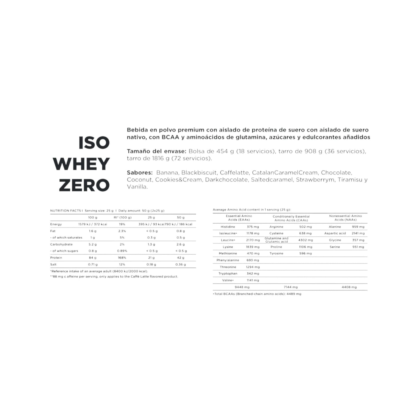 PROTEINA ISO WHEY ZERO 1816GR 72SV - BIOTECHUSA