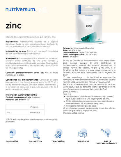 ZINC 30 CAPSULAS  - NUTRIVERSUM