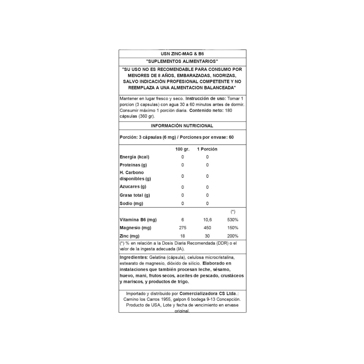 Z-mag+ Usn (zma 180 Capsulas) - USN