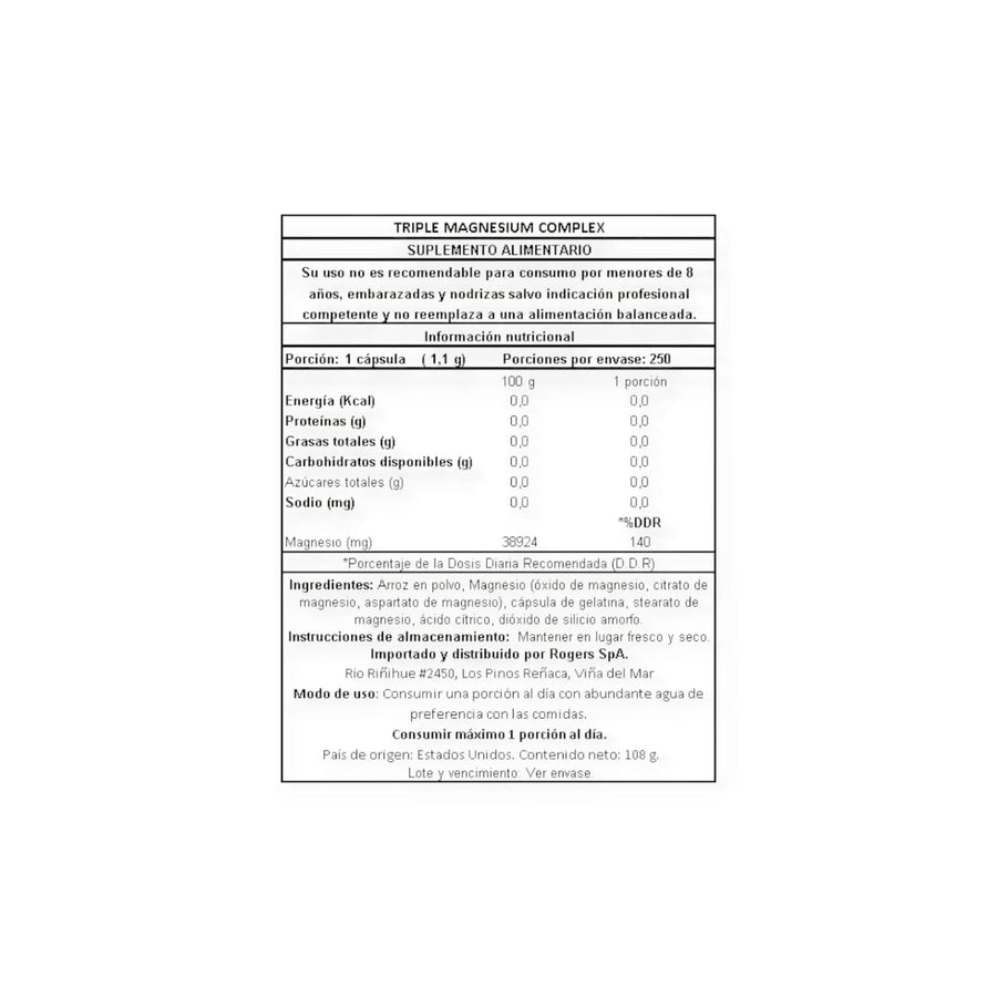 TRIPLE MAGNESIUM COMPLEX 400MG 100 CAPSULAS - NATURE'S TRUTH