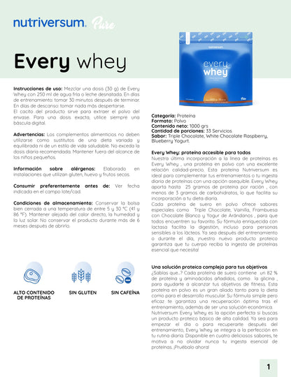 PROTEINA EVERY WHEY 1000GR 33 SERVICIOS - NUTRIVERSUM