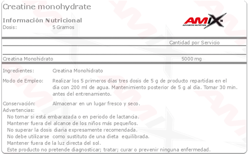Creatina Monohidratada Micronizada 300 g - AMIX