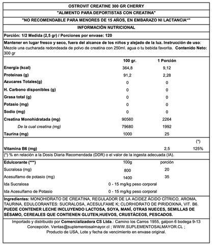 CREATINA MONOHIDRATADA 300GRS - OSTROVIT