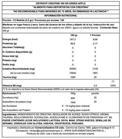 CREATINA MONOHIDRATADA 300GRS - OSTROVIT