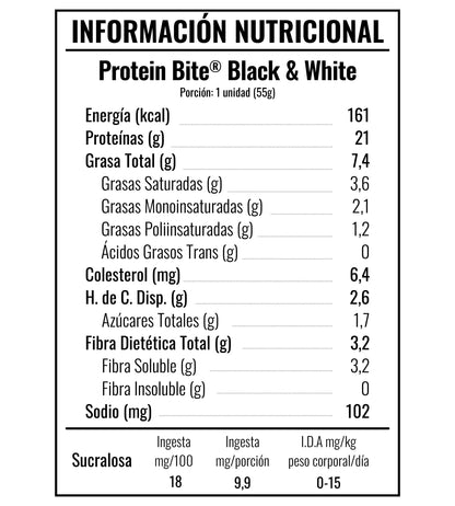Información nutricional de Box de 4 barras Protein Bite, 20 g