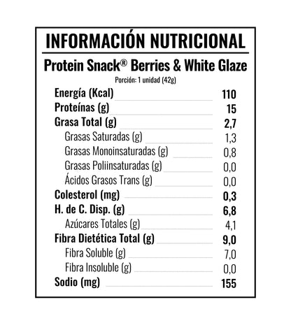 Información nutricional de Box de 5 barras Protein Snack, 15 g