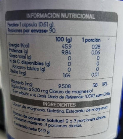 Cloruro de magnesio 500 mg 90 cápsulas Suplalim - vista 2
