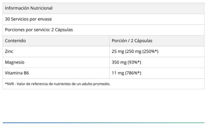 Información de ZN MG B6 Complex – DY Nutrition