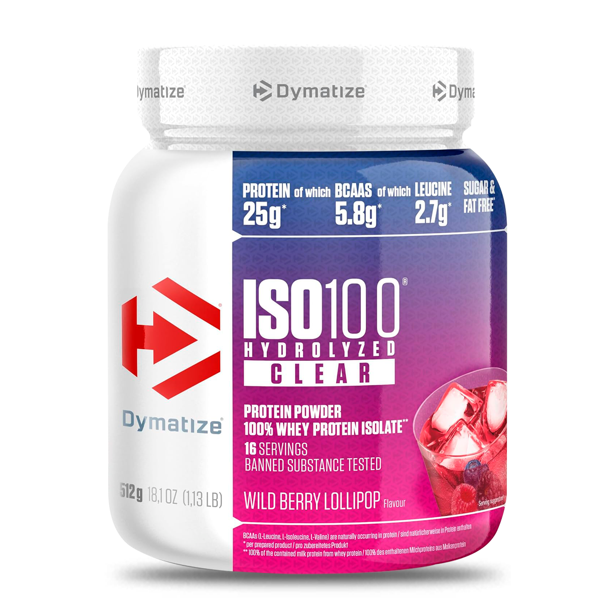 ISO 100 HYDROLYZED CLEAR 512GR - DYMATIZE