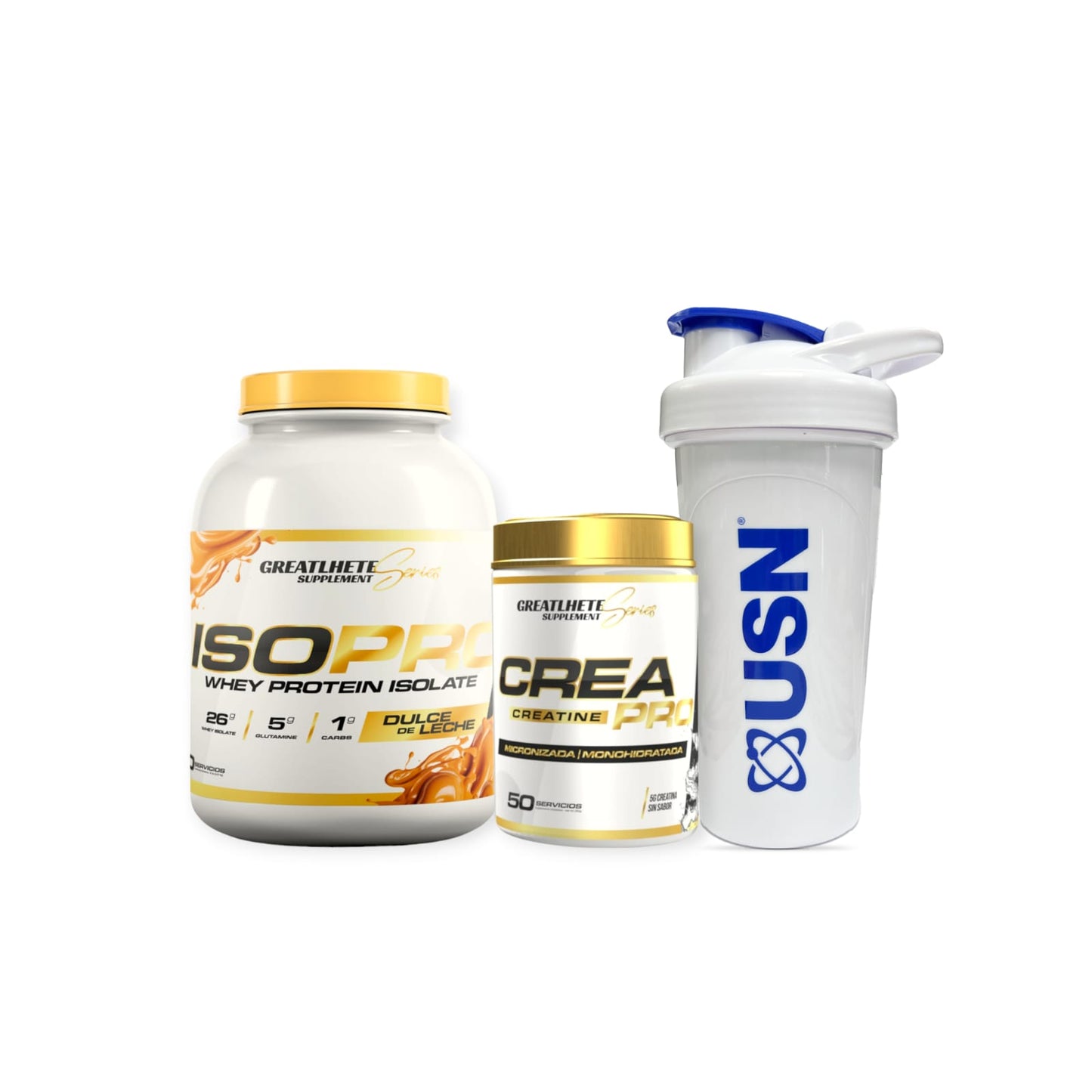 Pack Proteina Iso Pro 5lbs + Creatina 250gr + Shaker - Greatlhete