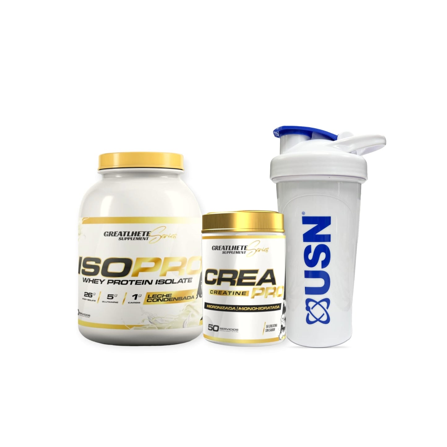 Pack Proteina Iso Pro 5lbs + Creatina 250gr + Shaker - Greatlhete
