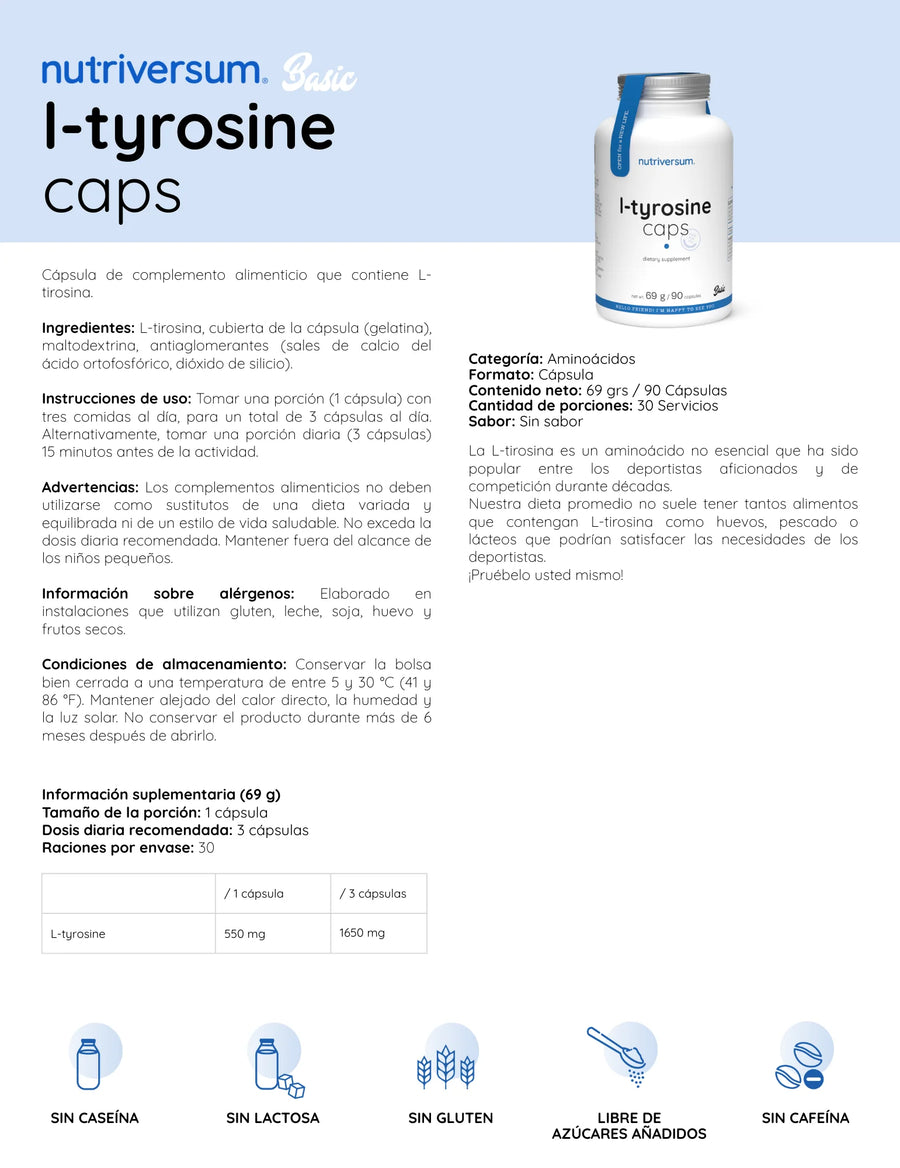 L- TYROSINA 90 CAPSULAS - NUTRIVERSUM