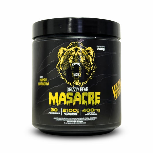 PRE ENTRENO MASACRE 240GR 30 SERVICIOS - GRIZZLY BEAR