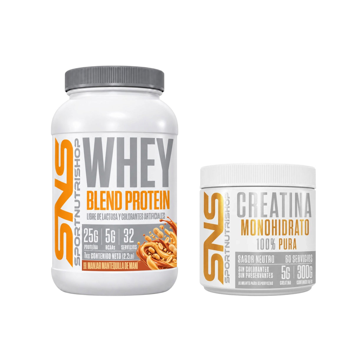 PACK PROTEINA WHEY BLEND 1KG CHOCOLATE BLANCO + CREATINA 300GR - SPORTNUTRISHOP