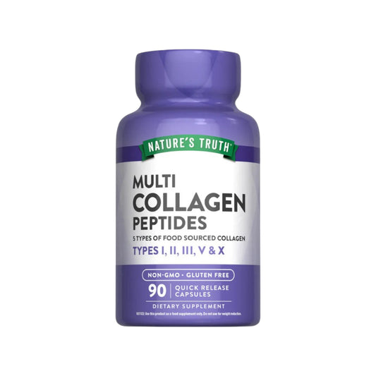 PEPTIDOS DE COLAGENO MULTIPLE TIPO I, II, III, V & X 90 CAPSULAS - NATURE'S TRUTH