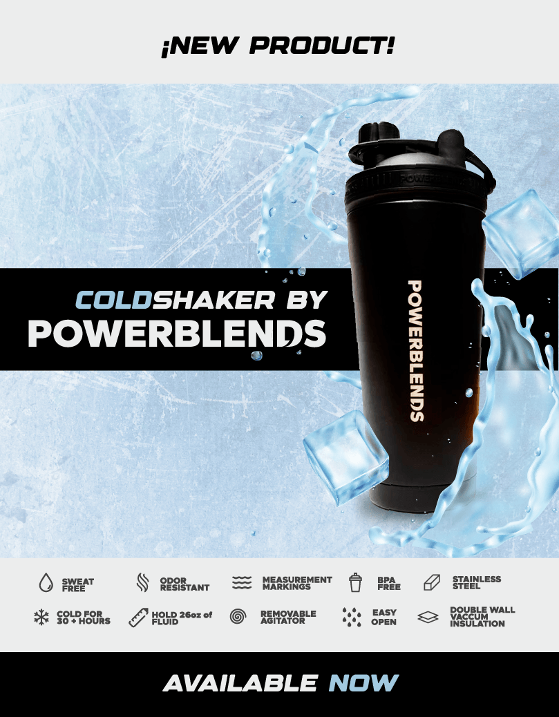 SHAKER NEGRO ACERO INOXIDABLE 600ML -POWERBLENDS