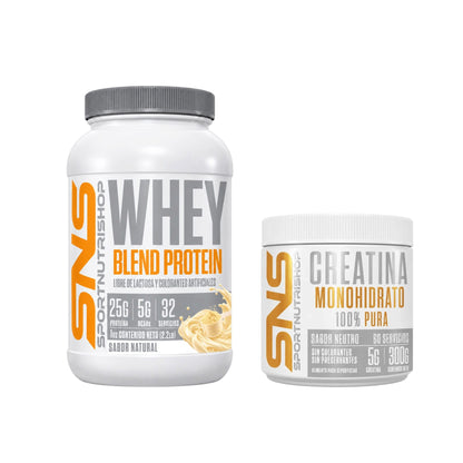 PACK PROTEINA WHEY BLEND 1KG CHOCOLATE BLANCO + CREATINA 300GR - SPORTNUTRISHOP