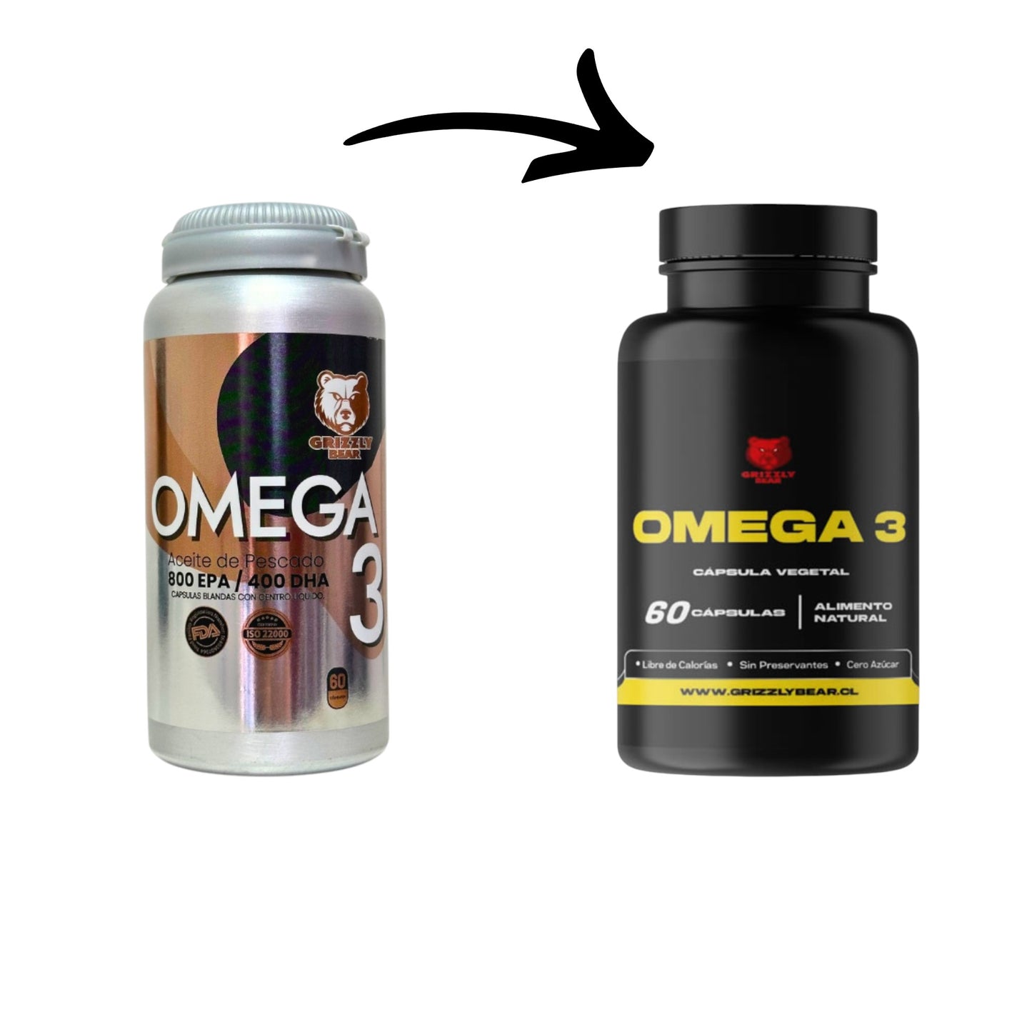 OMEGA 3 800 EPA / 400 DHA 60 CAPSULAS - GRIZZLY BEAR