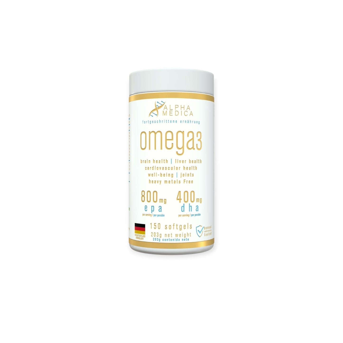 OMEGA 3 EPA DHA 150 SOFTGELS - ALPHA MEDICA