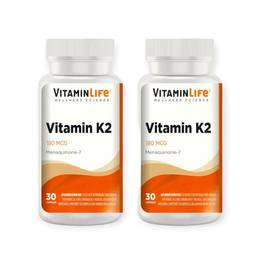 2 Frascos Vitamina K2 180mcg 30 Caps C/u Vitaminlife