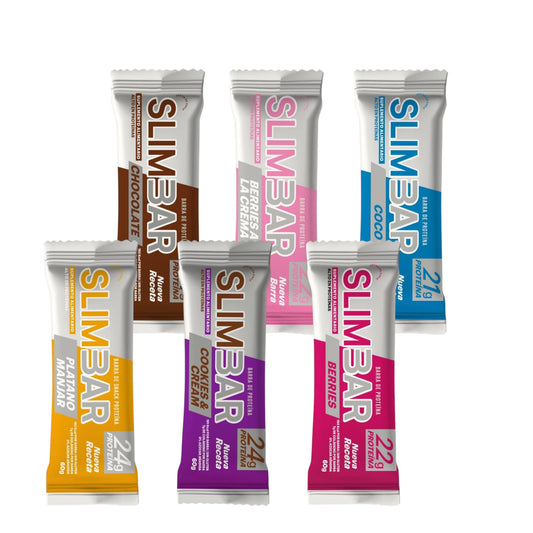 PACK BARRAS DE PROTEINAS SLIMBAR 60GR C/U- 6 SABORES