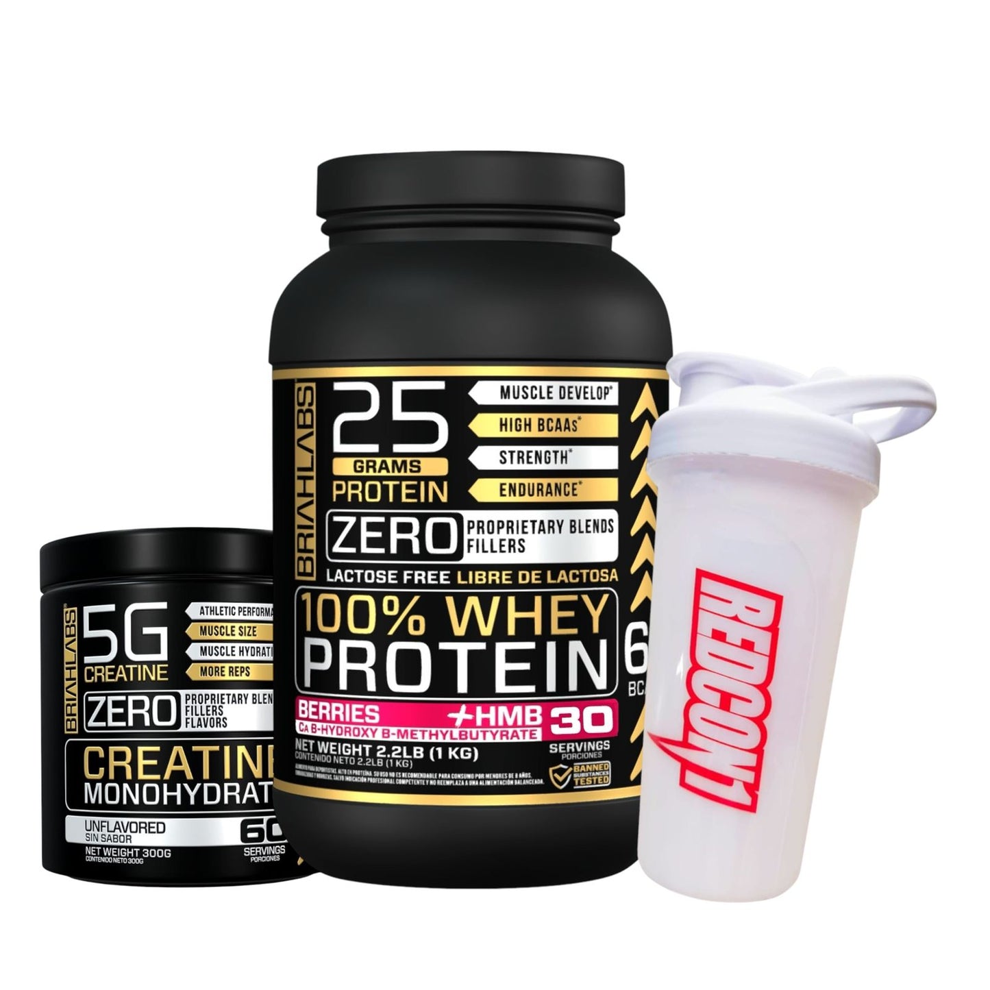 PACK PROTEINA 100% WHEY 1KG + CREATINA 60SV + SHAKER - BRIAHLABS