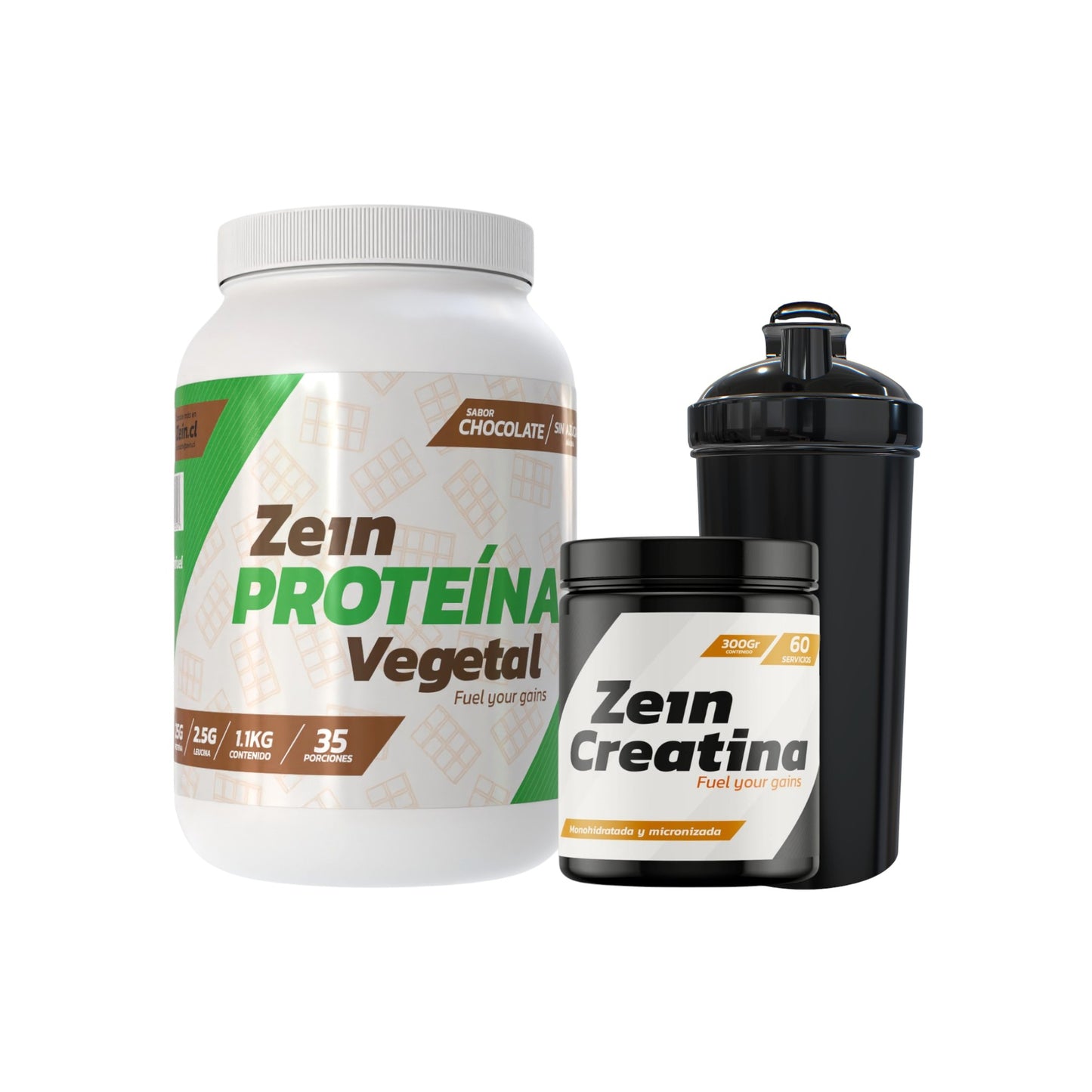 PACK PROTEINA VEGETAL 1,1KG + CREATINA 300GR + SHAKER - ZEIN