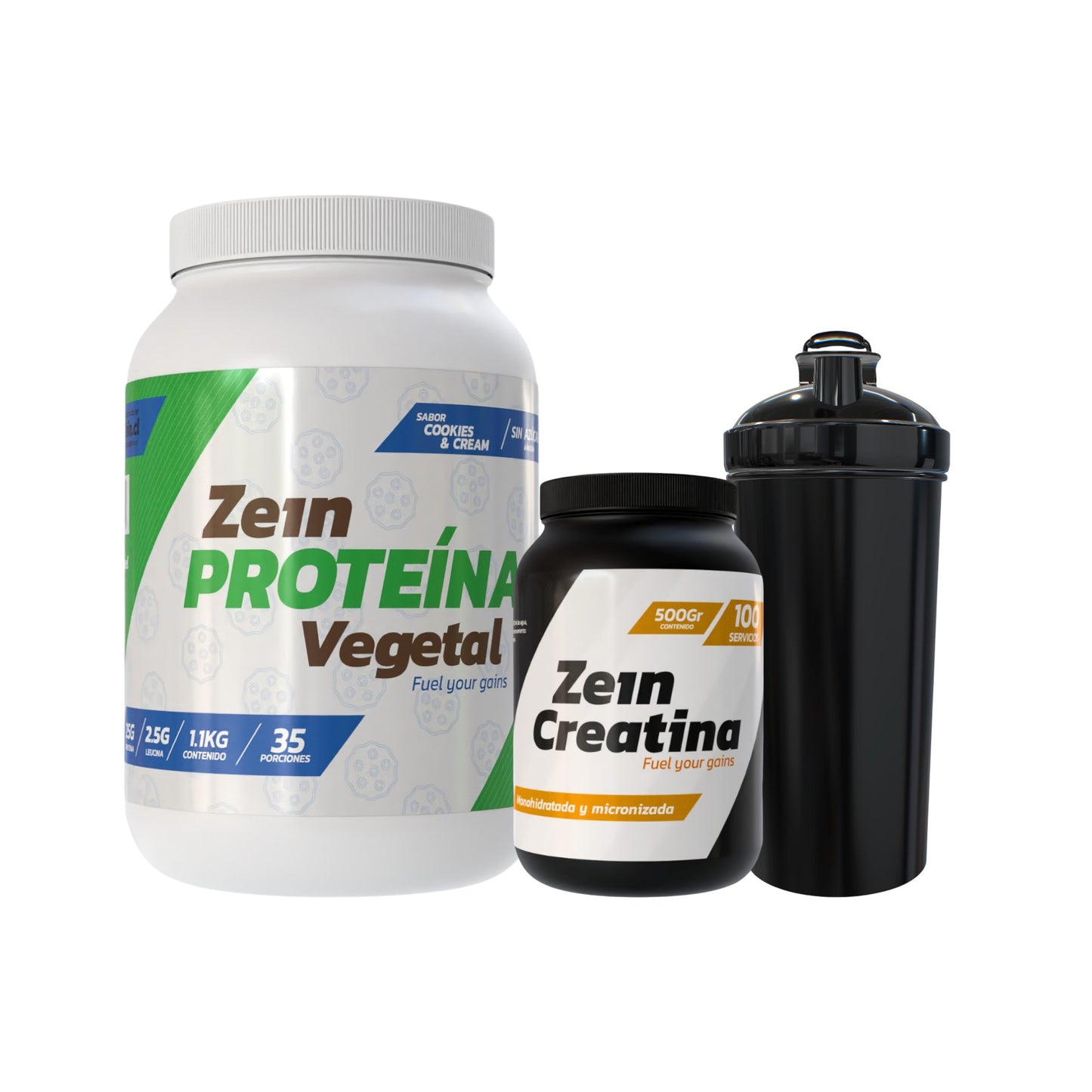 PACK PROTEINA VEGETAL 1,1KG + CREATINA 500GR + SHAKER - ZEIN