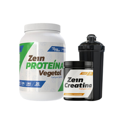 Pack Proteína vegetal 1,1 kg + creatina 300 g + shaker – Zein