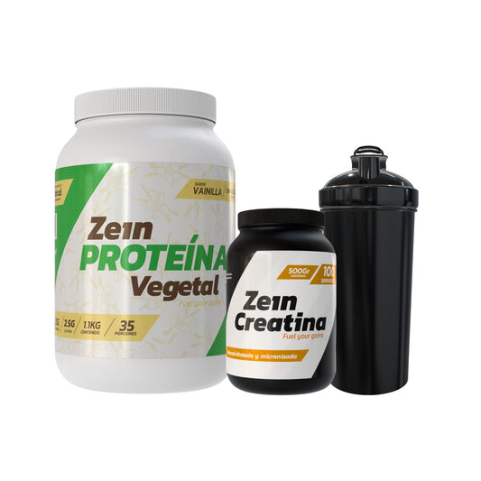 PACK PROTEINA VEGETAL 1,1KG + CREATINA 500GR + SHAKER - ZEIN