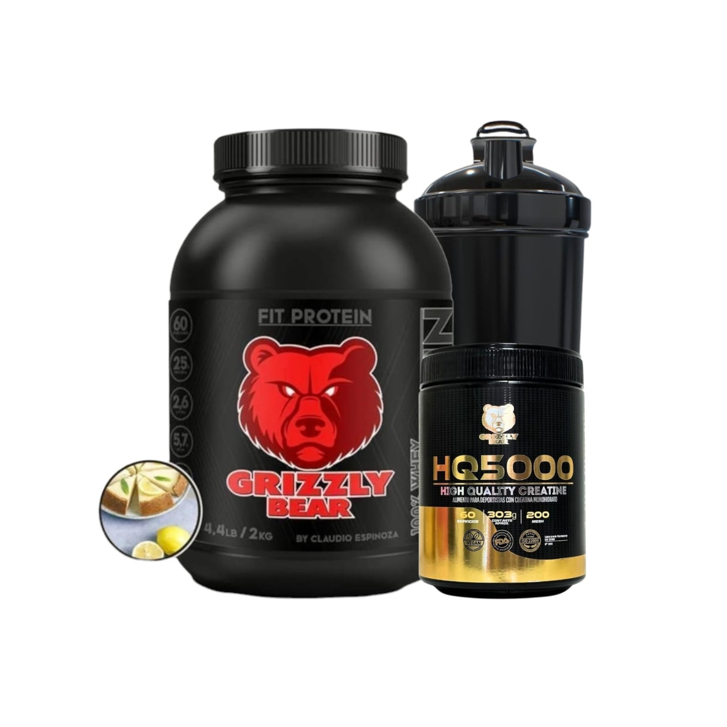 PACK FIT PROTEIN 2KG 60SV + CREATINA 60SV + SHAKER - GRIZZLY BEAR