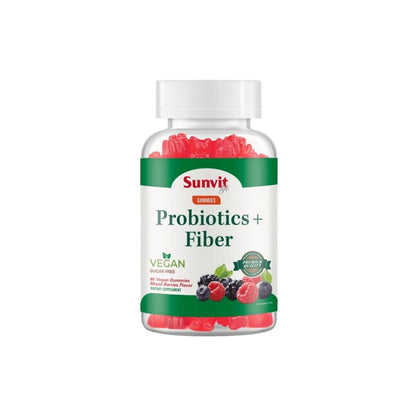 PROBIÓTICOS + FIBRA 60 GOMITAS VEGANAS MIX BERRIES -SUNVIT