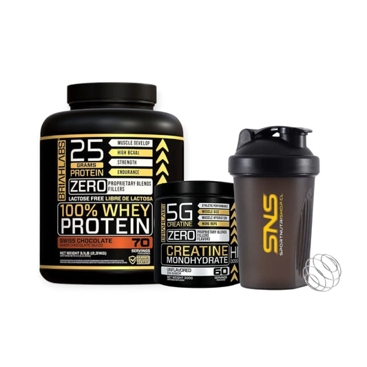 PACK PROTEINA 100% WHEY PROTEIN 5LBS + CREATINA 60SV + SHAKER - BRIAHLABS