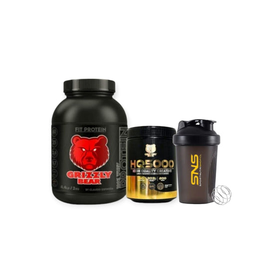 PACK FIT PROTEIN 2KG 60SV + CREATINA 60SV + SHAKER - GRIZZLY BEAR